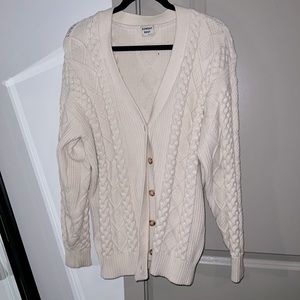 ARITZIA SUNDAY BEST CREAM BRAIDED MERINO WOOL CARDIGAN WITH BUTTONS
